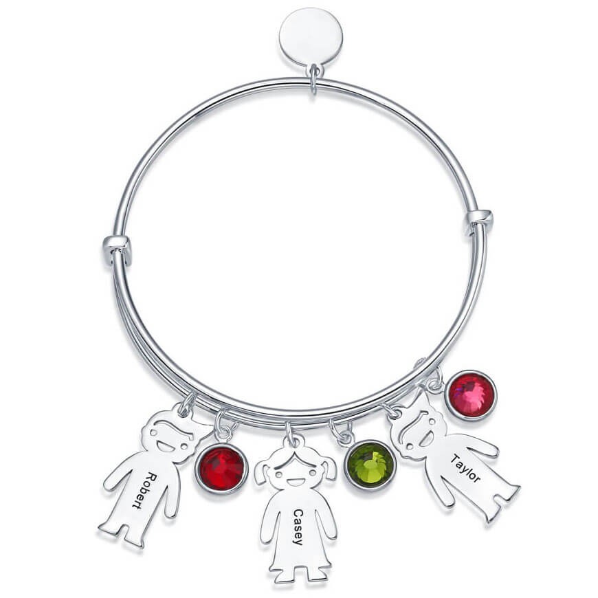Brazalete tipo brazalete personalizado con encantos para niños de 1 a 10 piedras natales