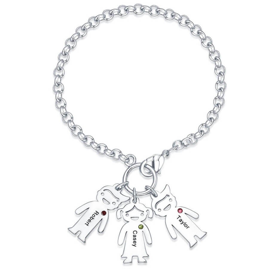 Pulsera Grabable Personalizada con Colgantes de 1-6 Niños