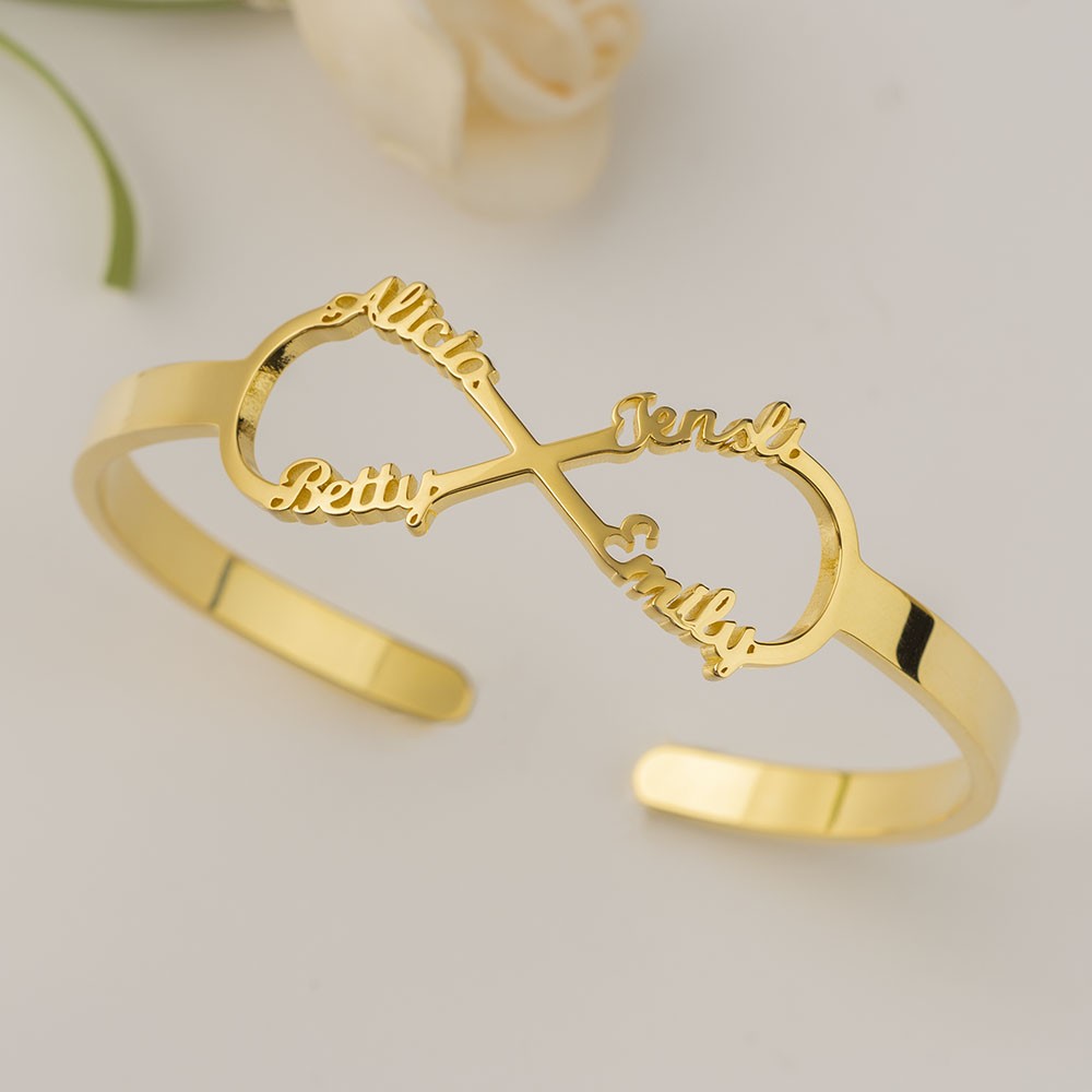 Brazalete de pulsera con nombre infinito personalizado con 1-6 nombres