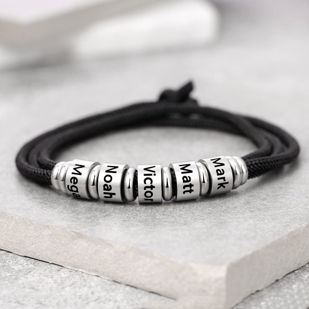 Pulsera con correa de abalorios personalizada Unsex con 1-10 nombres