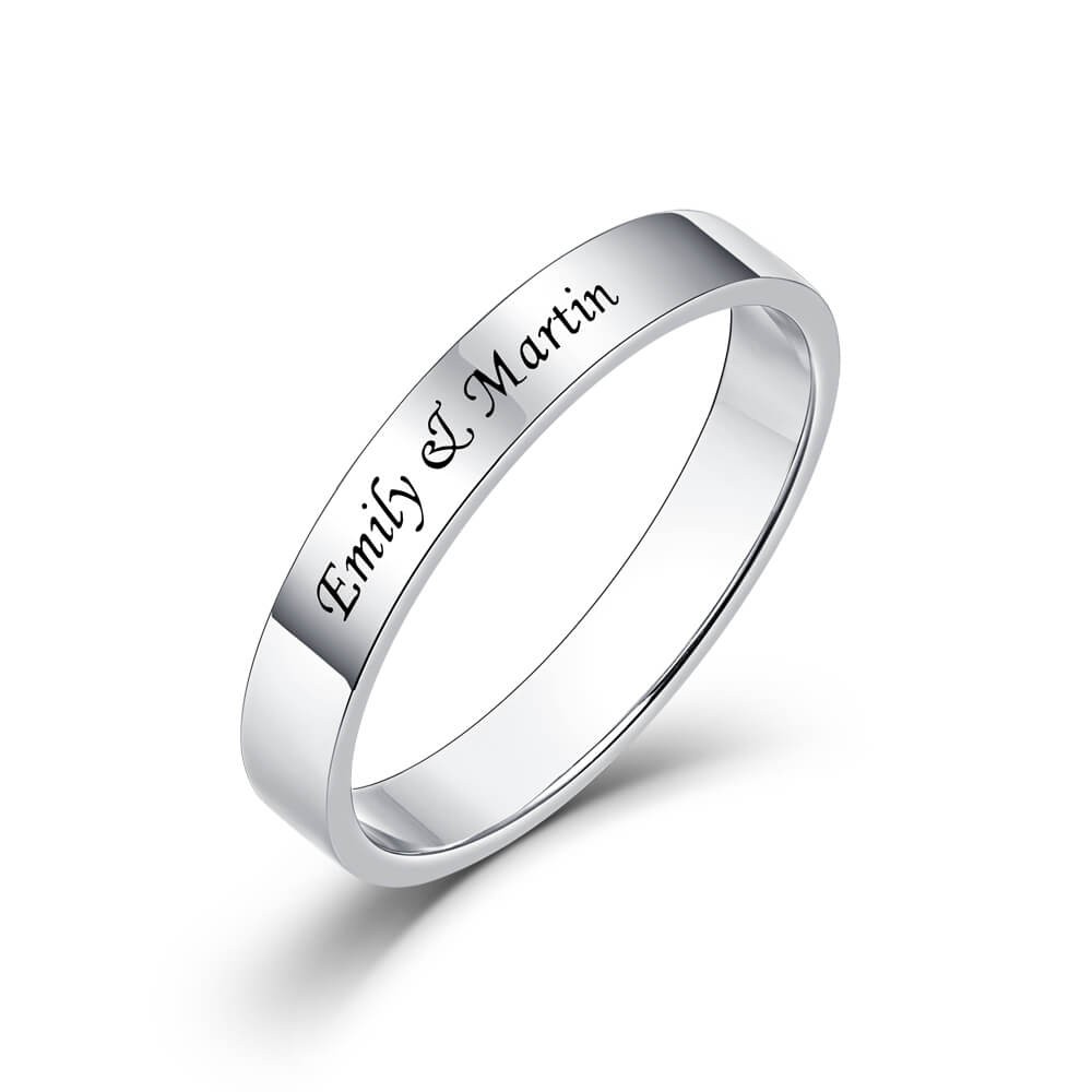 Anillo con nombre grabado con promesa personalizada de plata esterlina S925