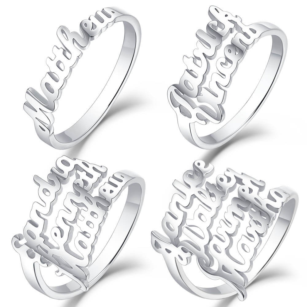 S925 Anillo con nombre personalizado de plata de ley 1-4