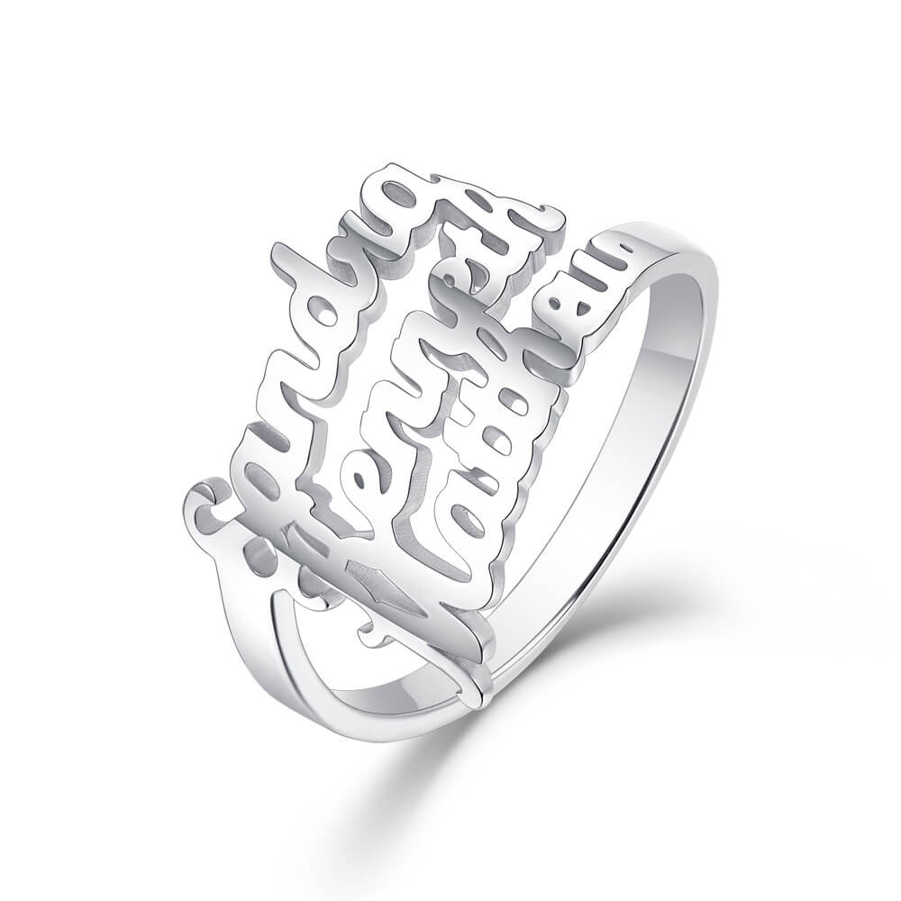 Anillo de plata de ley S925 personalizado con 3 nombres