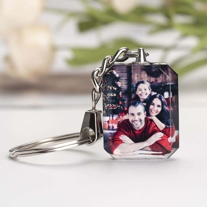 Personalice el regalo en forma de corazón del llavero de cristal de la foto para cualquier ocasión