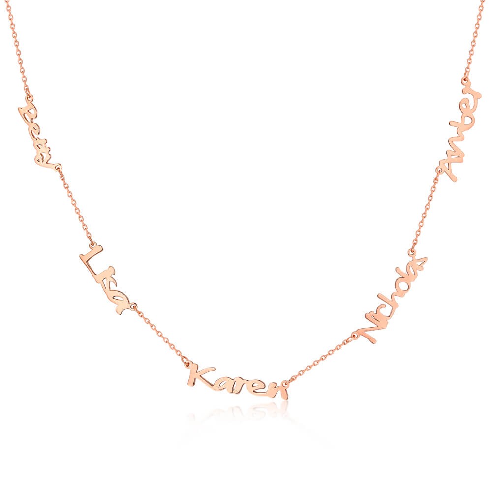 Collar con nombre personalizado 1-6 chapado en oro rosa de 18 quilates para ella