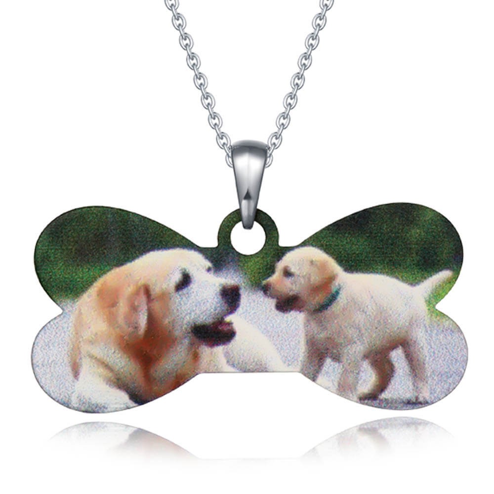 Collar personalizado de la foto del color en forma de hueso de perro de la joyería de la foto