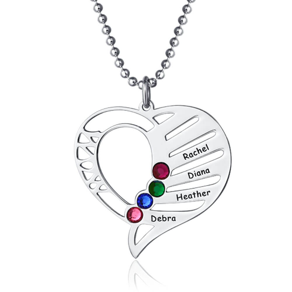 Collar personalizado con nombre en forma de corazón con 1-6 piedras de nacimiento Collar personalizado para madre