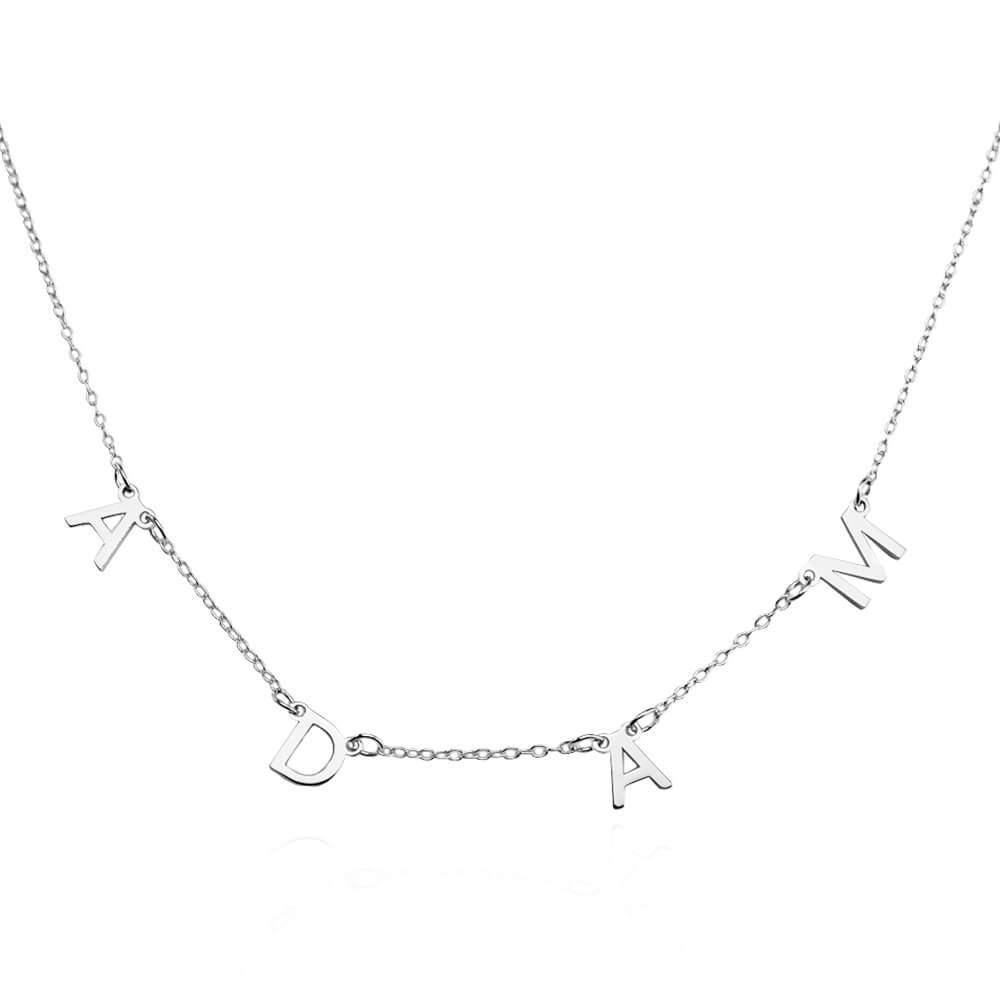 Collar con nombre personalizado de plata de 1 a 10 iniciales para ella