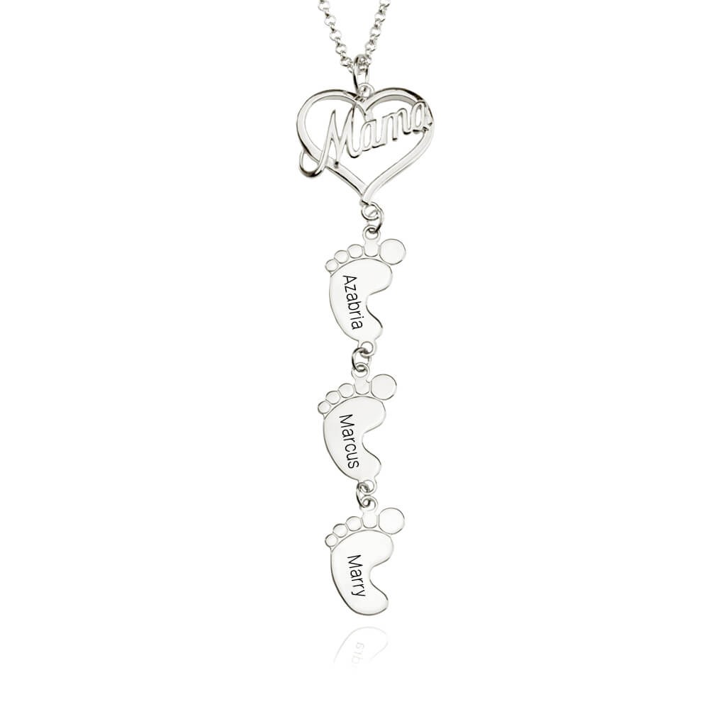 Collar de mamá personalizado con pies de bebé 1-10 colgantes