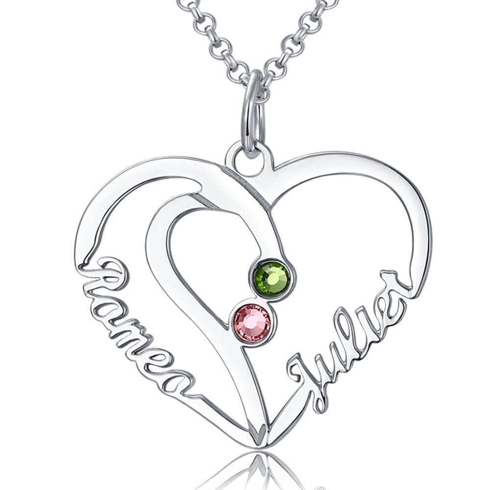 Collar con 2 nombres personalizados Collar en forma de corazón Collar para parejas