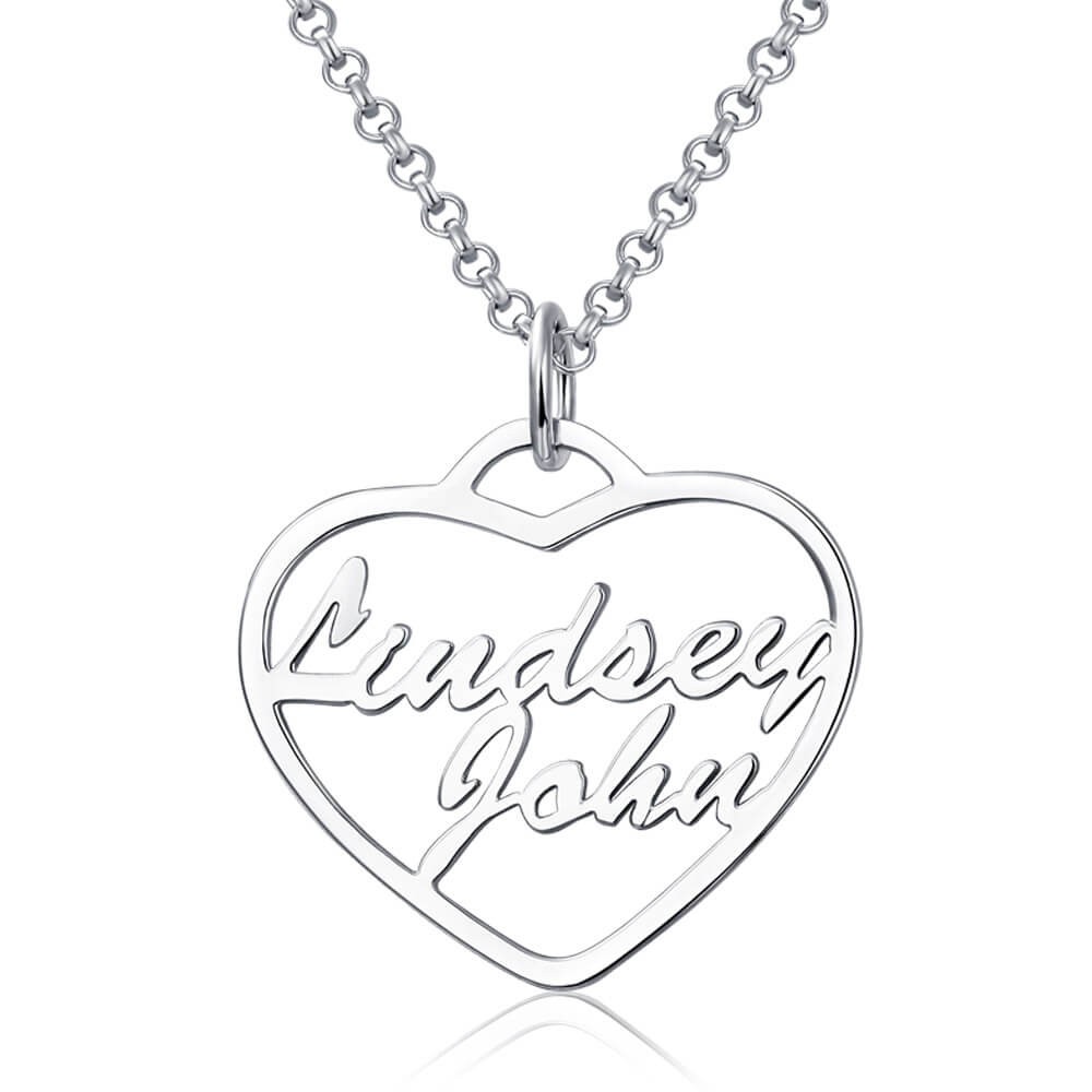 Collar personalizado en forma de corazón con 2 nombres Collar para parejas