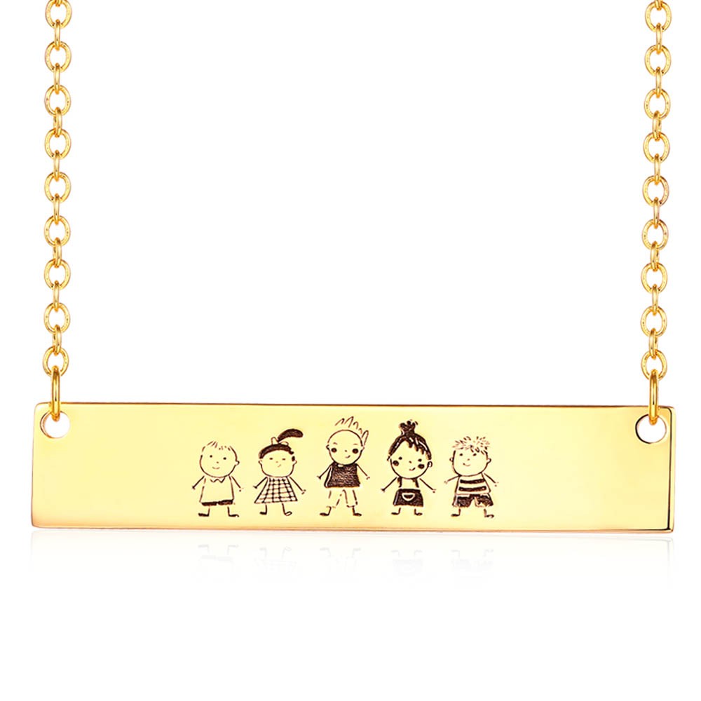 Personalizar collar de escritura a mano real | Collar de barra de dibujo