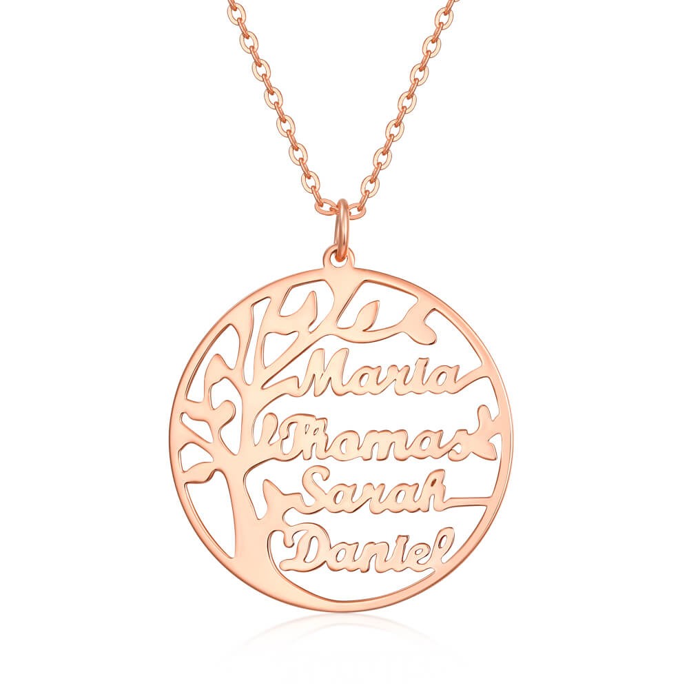 Collar personalizado con nombre de árbol genealógico con 1-8 nombres, regalo para mamá y abuela
