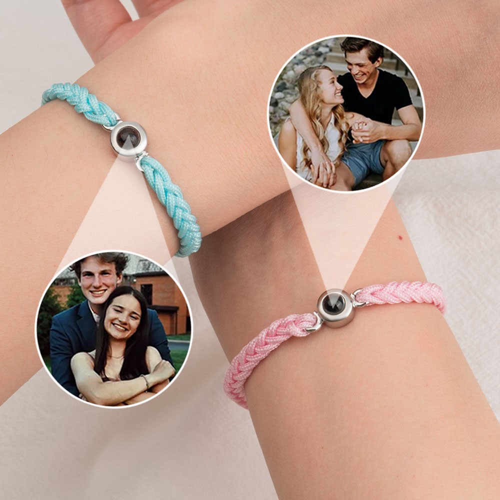 Pulsera de proyección de fotos de pareja personalizada, regalo conmemorativo para novio, regalo de San Valentín para él