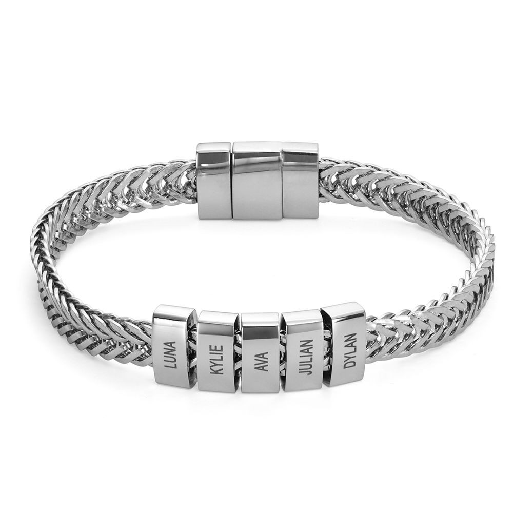 Pulsera de abalorios para hombre personalizada en acero inoxidable, con 1-10 nombres de familia, regalo para papá