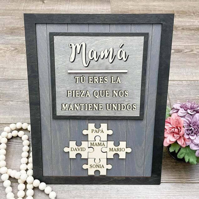 Piezas de rompecabezas personalizadas Signo de nombre Regalo del día de la madre