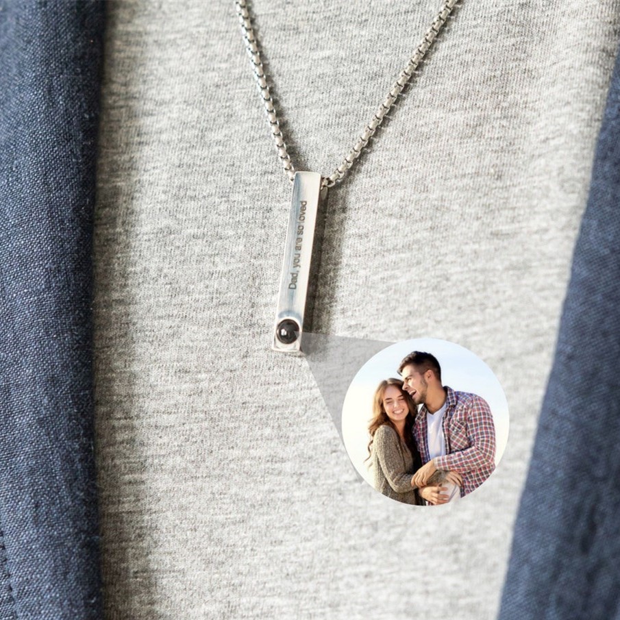 Collar de proyección de fotos personalizado para hombres, regalo para novio, regalo de aniversario para marido y esposa