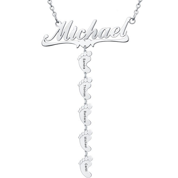 Collar personalizado con el nombre de mamá con colgantes de 1 a 10 pies de bebé, regalo para mamá