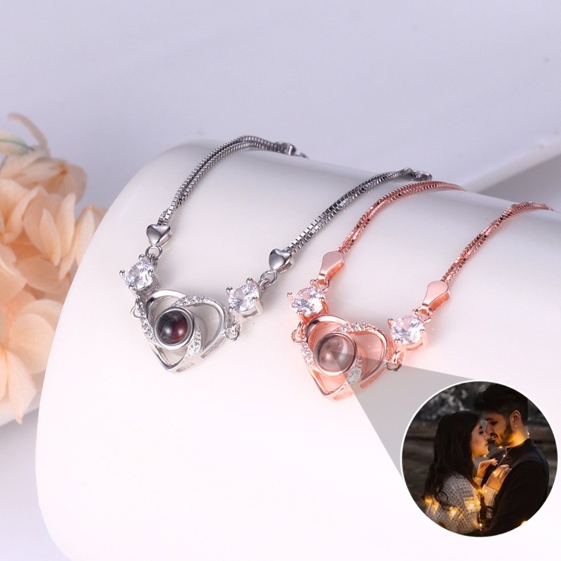 Pulsera de proyección de fotos conmemorativa personalizada, regalo para pareja, aniversario de boda, cumpleaños