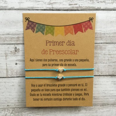 Primer día de Preescolar pulsera escolar, pulseras a juego, pulseras de corazón