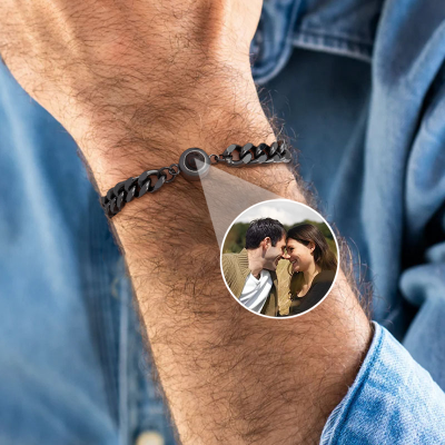 Pulsera personalizada para hombre con proyección de fotos con imagen en el interior, regalo personalizado para él, regalo de aniversario, ideas de regalos para el Día del Padre