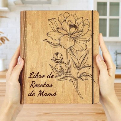 Libro de recetas de madera familiar personalizado Regalo del día de Navidad
