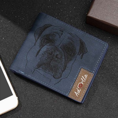 Regalo del día del padre Cartera de cuero con foto personalizada Azul