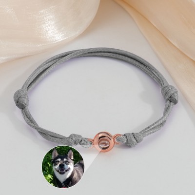Pulsera de proyección de fotos de mascotas de cuerda trenzada personalizada