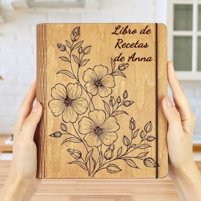 Libro de recetas de madera familiar personalizado Regalo del día de Navidad