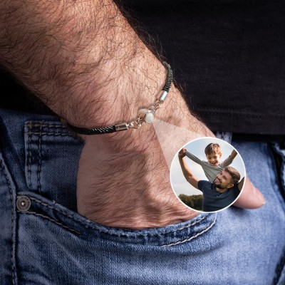 Pulsera de proyección de fotos personalizada para hombres con imagen en el interior, regalo único para regalos del Día del Padre