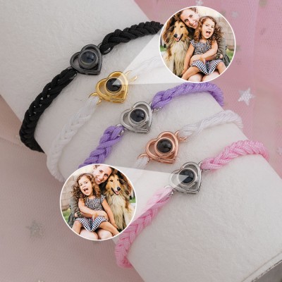 Pulsera personalizada con proyección de fotos de corazón de mamá, regalo de Navidad para abuela mamá