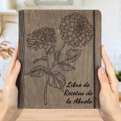 Libro de recetas de madera familiar personalizado Regalo del día de Navidad