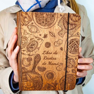 Libro de recetas de madera familiar personalizado Regalo del día de Navidad