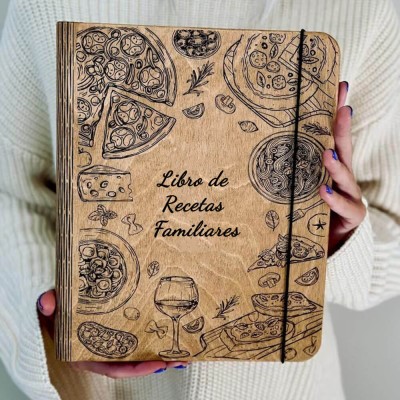 Libro de recetas de madera familiar personalizado Regalo del día de Navidad