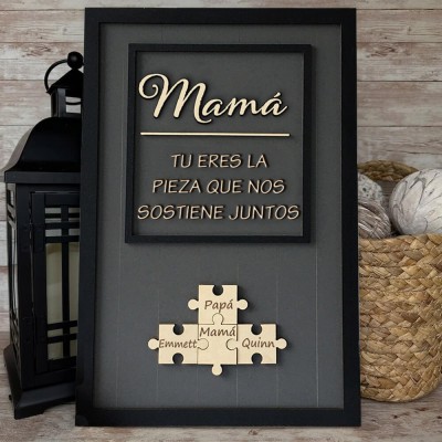 Piezas de rompecabezas personalizadas Signo de nombre Regalo del día de la madre