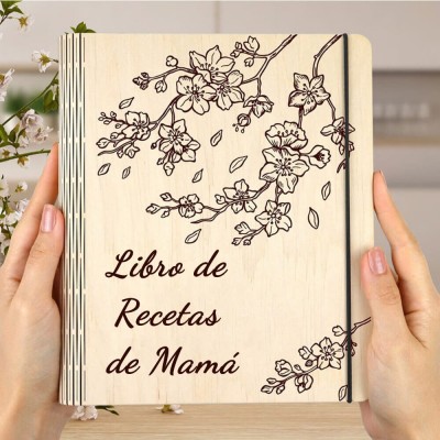 Libro de recetas de madera familiar personalizado Regalo del día de Navidad