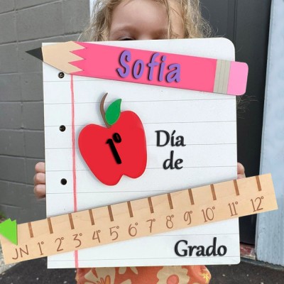 Letrero intercambiable personalizado del primer/100º/último día de colegio Para niños Ideas de regalos
