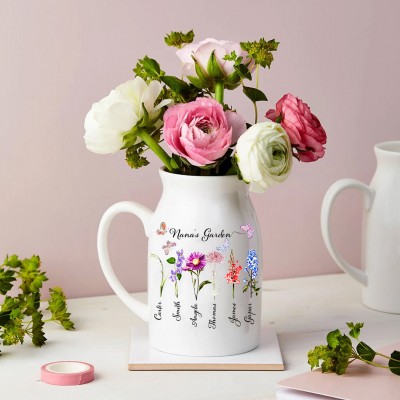 Ideas personalizadas para regalos del día de la madre del jarrón de flores de nacimiento del jardín de la abuela