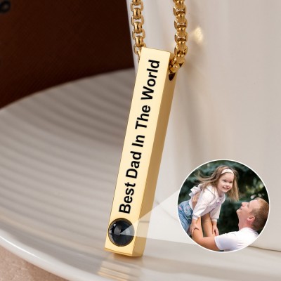 Collar de barra de proyección de fotos personalizado con imagen en el interior para regalo de papá y abuelo para el día del padre