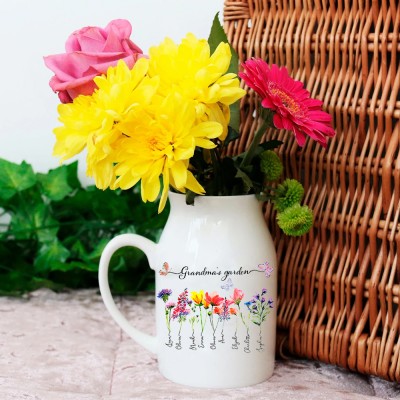 Ideas personalizadas para regalos del día de la madre del jarrón de flores de nacimiento del jardín de la abuela