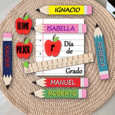 Letrero intercambiable personalizado del primer/100º/último día de colegio Para niños Ideas de regalos