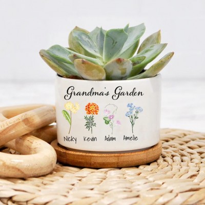 Flor de nacimiento personalizada Jardinera suculenta Jardín de la abuela Mini maceta Ideas de regalo para el día de la madre