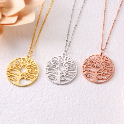 Collar de árbol familiar personalizado Collar con nombre con 1-9 nombres
