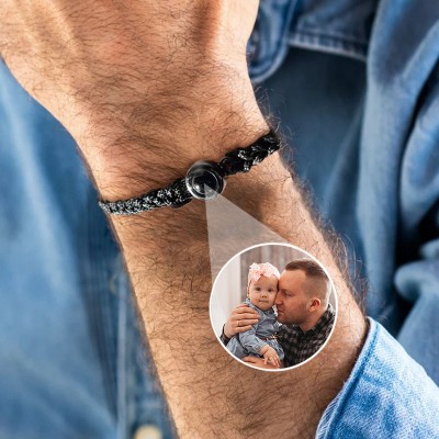 Pulsera de proyección de fotos personalizada para hombres con imagen en el interior, regalo para papá, abuelo, regalos del día del padre