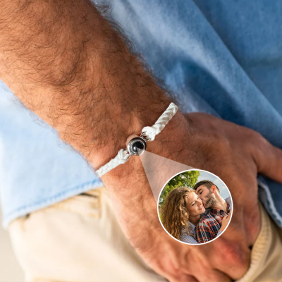Pulsera personalizada para hombre con proyección de fotos con imagen en el interior, pulsera para novio, regalo para él