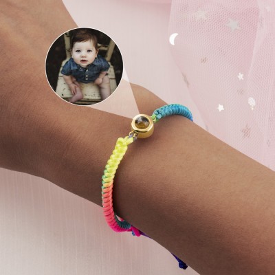 Pulsera de proyección de fotos de bebé de cuerda trenzada personalizada
