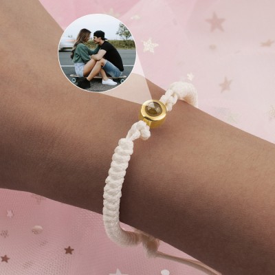 Pulsera de proyección fotográfica conmemorativa de cuerda trenzada personalizada