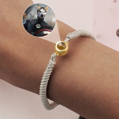 Pulsera de proyección de fotos de mascotas de cuerda trenzada personalizada