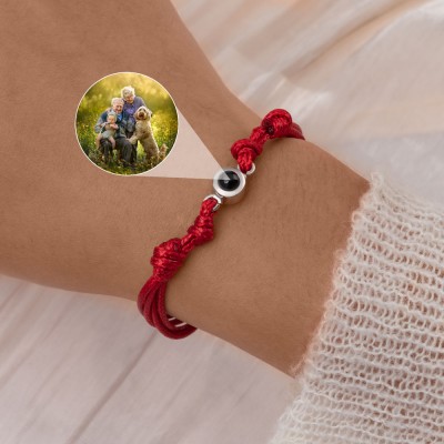Pulsera de proyección fotográfica conmemorativa de cuerda trenzada personalizada para mamá, abuela