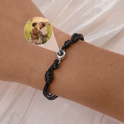 Pulsera de proyección fotográfica conmemorativa de cuerda trenzada personalizada para mamá, abuela